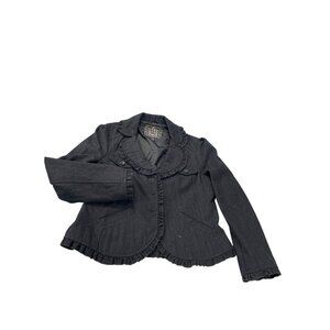 Last Kiss Womens Charcoal black Ruffled Blazer Jacket XL SKU 9456